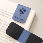 Personalized Starry Sky Style Birth Flower Magnetic PU Leather Bookmark Clip with Name Reading Accessory Daily Use Birthday Gift for Bookworm