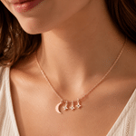 Personalised 1-7 Stars Moon Pendant Necklace with Initial Dainty Jewellery Anniversary Birthday Gift for Mum Gran