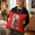 Personalized Y2K Cartoon Character Soft Throw Pillow Cover with Name Home Sofa Bedroom Decor Birthday Gift for Young Girls Family