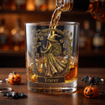 Personalised Vintage Witch Hat Gothic 10 oz Whisky Glass with Name Bar Party Birthday Gift for Whisky Lovers Friends