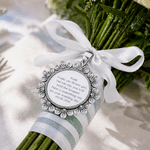 Personalized Vintage Ribbon Flower Bouquet Charm with Name and Date Bridal Bouquet Decor Wedding Gift for Bride Couple Flower Girl