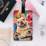 Personalized Pet Graffiti Oil Painting Style Photo Luggage Tag with Name Travel Accessory Birthday Gift for Pet Lovers Friends