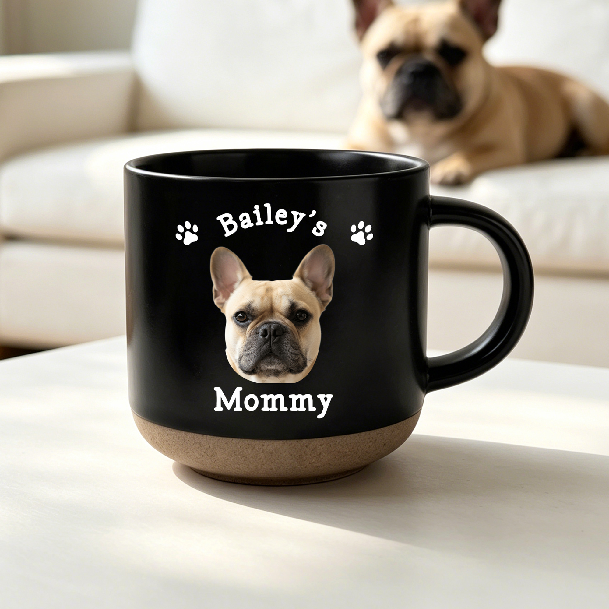 Personalisierte Keramik-Kaffeetasse (12 oz) mit Foto Ihres Haustieres, Pfotenabdruck, Text und Henkel – für den täglichen Gebrauch, als Geburtstags- oder Gedenkgeschenk für Tierliebhaber