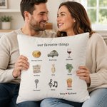 Personalised Favorite Things Family Pet Photo Cushion Cover with Text and Name Home Decor Birthday Gift for Family Pet Lovers Owners