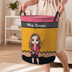Personalised Pencil Crayon Cartoon Character Large Storage Basket with Text Daily Use Back to School Teacher's Day Gift for Teachers Educators