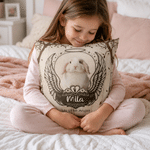 Personalized Pet Photo Paw Design Soft Throw Pillow Cover with Name and Year Sympathy Pet Loss Gift for Pet Owners