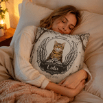 Personalized Pet Photo Paw Design Soft Throw Pillow Cover with Name and Year Sympathy Pet Loss Gift for Pet Owners