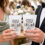Personalised Black & White Line Outdoor Wedding Series Frosted Plastic Cups with Name and Date Set of 10 Wedding Favors for Bride Couple Guest