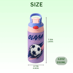 Personalized Classic Soccer Splatter Ink 12 oz Insulated Water Bottle with Silicone Straw and Name Back to School Birthday Gift for Kids