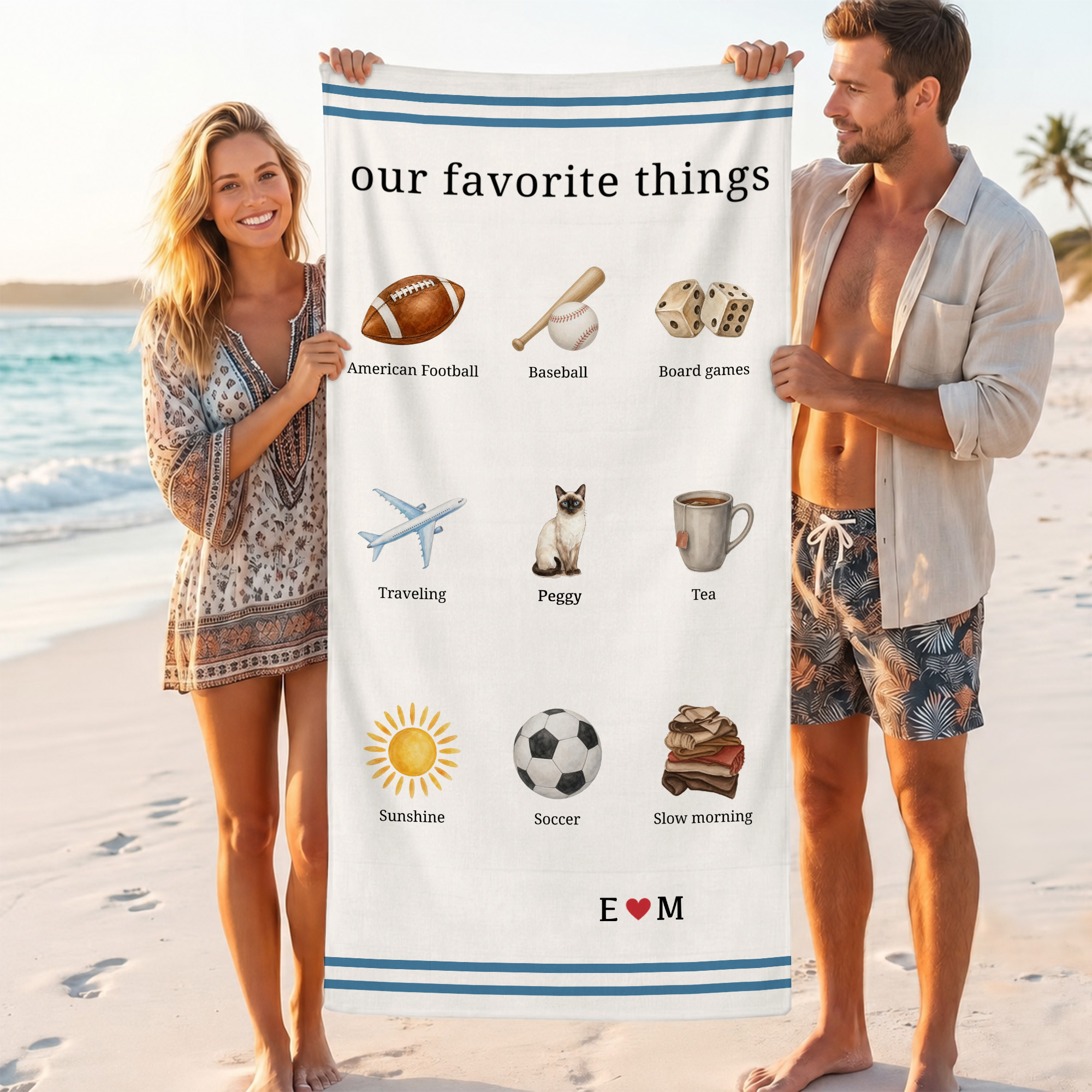 Personalisiertes Strandtuch im Überformat mit Lieblingsmotiven und Haustierfoto – schnell trocknend – mit Namen – Geschenk für Strand-, Pool- und Geburtstagsfeiern sowie Jubiläen für Tierfreunde und P