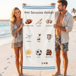 Personalised Favorite Things Pet Photo Oversized Quick Dry Beach Towel with Name Beach Pool Party Birthday Anniversary Gift for Pet Lovers Couples