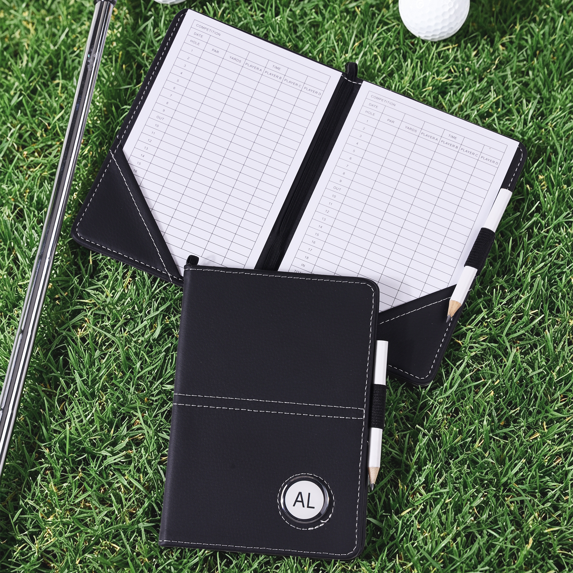Individuell gestalteter, schlichter magnetischer Golf-Scorekartenhalter mit Namen – als Geschenk für Golfer und Golfbegeisterte, zum Beispiel für den Golfplatz, ein Turnier oder zum Geburtstag