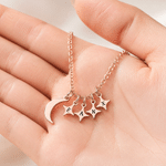 Personalised 1-7 Stars Moon Pendant Necklace with Initial Dainty Jewellery Anniversary Birthday Gift for Mum Gran
