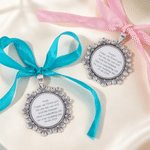 Personalized Vintage Ribbon Flower Bouquet Charm with Name and Date Bridal Bouquet Decor Wedding Gift for Bride Couple Flower Girl