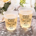 Personalised Black & White Line Outdoor Wedding Series Frosted Plastic Cups with Name and Date Set of 10 Wedding Favors for Bride Couple Guest