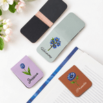 Personalized Starry Sky Style Birth Flower Magnetic PU Leather Bookmark Clip with Name Reading Accessory Daily Use Birthday Gift for Bookworm