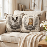 Personalized Pet Photo Paw Design Soft Throw Pillow Cover with Name and Year Sympathy Pet Loss Gift for Pet Owners