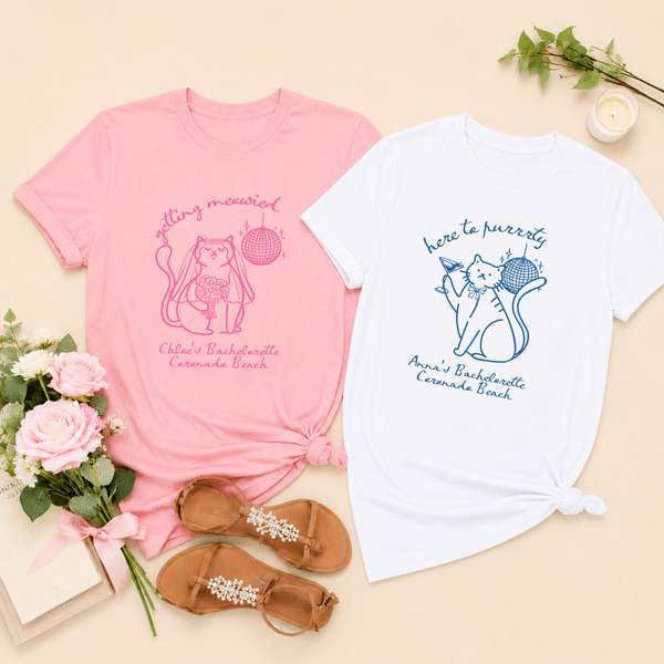 Personalized Getting Meowied Cat Bride 100% Cotton T-shirt with Text Daily Wear Bachelorette Party Gift for Friend Bride