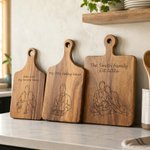 Personalised Faceless Line Drawing Portrait Charcuterie Chopping Board with Text Kitchen Decor Anniversary Birthday Gift for Couple