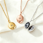 Personalised Oval Photo Locket Necklace with Birthstone Birthday Memorial Anniversary Gift for Women