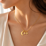 Personalised 1-7 Stars Moon Pendant Necklace with Initial Dainty Jewellery Anniversary Birthday Gift for Mum Gran