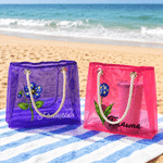 Personalized Starry Sky Style Birth Flower Clear Tote Bag with Name Beach Party Holiday Birthday Gift for Women