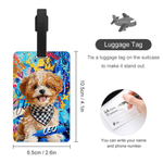 Personalized Pet Graffiti Oil Painting Style Photo Luggage Tag with Name Travel Accessory Birthday Gift for Pet Lovers Friends