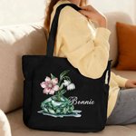 Personalized Art Birthstone Birth Flower Large Capacity Corduroy Tote Bag with Name Multi-Compartment Travel Essential Birthday Gift for Women