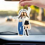 Personalised Unique Comic Style Photo Car Air Freshener with Text Daily Use Anniversary Birthday Gift for Couple Friends