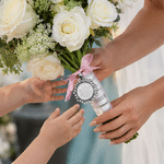 Personalized Vintage Ribbon Flower Bouquet Charm with Name and Date Bridal Bouquet Decor Wedding Gift for Bride Couple Flower Girl