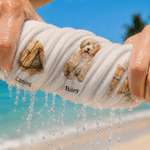 Personalised Favorite Things Pet Photo Oversized Quick Dry Beach Towel with Name Beach Pool Party Birthday Anniversary Gift for Pet Lovers Couples