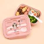 Personalised Birth Flower Family Character Food Grade Microwavable Lunch Box with Name and Cutlery Back to School Daily Use Gift for Boys Girls Family