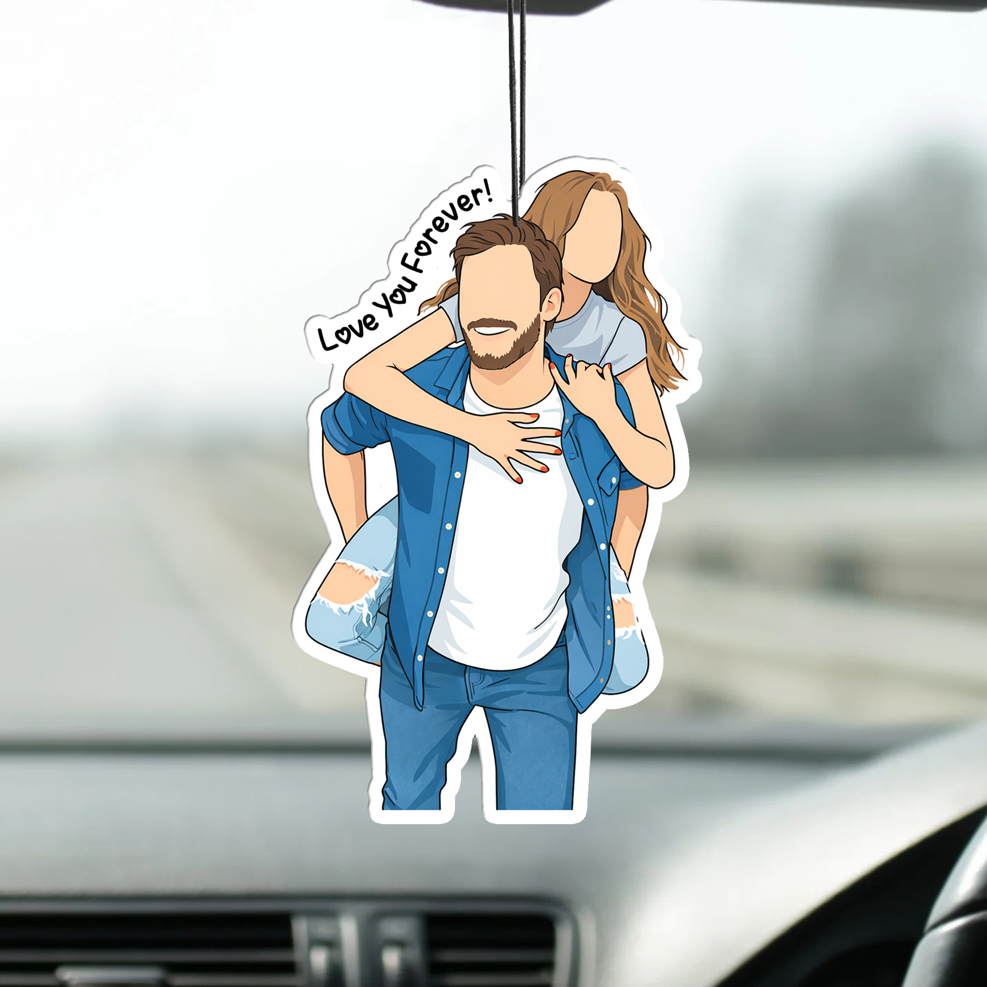 Individuell gestalteter, einzigartiger Auto-Lufterfrischer im Comic-Stil mit Text – für den täglichen Gebrauch, als Geschenk zum Jahrestag oder Geburtstag für Paare und Freunde