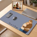 Personalized Illustration Photo Non-Slip Desk Mat Mouse Pad with Text Daily Work Desk Use Birthday Housewarming Gift for Couples Newlyweds