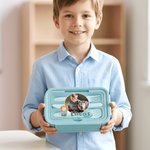Personalised Cartoon Animal Photo Microwavable Lunch Box with Name Text and Cutlery Picnic Outdoor Activity Use Back to School Gift for Students