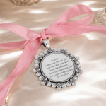 Personalized Vintage Ribbon Flower Bouquet Charm with Name and Date Bridal Bouquet Decor Wedding Gift for Bride Couple Flower Girl