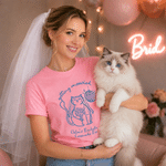 Personalized Getting Meowied Cat Bride 100% Cotton T-shirt with Text Daily Wear Bachelorette Party Gift for Friend Bride