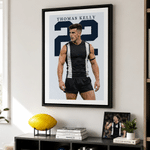 Personligt canvastryck i AFL stil med geometriskt mönster namn och nummer som cool väggdekor och present till en idrottande vän