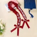 Écharpe de remise des diplômes personnalisée, multicolore, faite main, ornée d'un nœud en perles, avec nom et année — Décoration de fête — Cadeau de fin d'études pour les diplômés