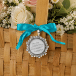 Personalized Vintage Ribbon Flower Bouquet Charm with Name and Date Bridal Bouquet Decor Wedding Gift for Bride Couple Flower Girl