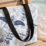 Personalised Multicolour Sea Turtle Large Capacity Tote Bag with Title and Name Beach Party Travel Birthday Gift for Woman Family
