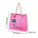 Personalized Starry Sky Style Birth Flower Clear Tote Bag with Name Beach Party Holiday Birthday Gift for Women