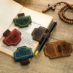 Personalized Bible Verse Cross Book Leather Magnetic Bookmark Clip with Pen Loop Daily Use Birthday Gift for Christians Bookworms