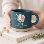 Personalised Butterflies Flowers Ceramic Coffee Mug with Name and Year Daily Use Retirement Birthday Gift for Retired Colleagues