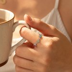 Personalized 1-5 Flower Birthstones Sterling Silver Stackable Ring Dainty Jewellery Birthday Mother's Day Gift for Mother Grandma