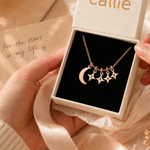 Personalised 1-7 Stars Moon Pendant Necklace with Initial Dainty Jewellery Anniversary Birthday Gift for Mum Gran