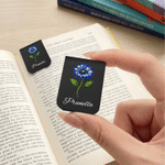 Personalized Starry Sky Style Birth Flower Magnetic PU Leather Bookmark Clip with Name Reading Accessory Daily Use Birthday Gift for Bookworm
