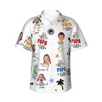 Personalised Best Papa Ever Funny Face Photo 100% Cotton Men's Hawaiian Shirt with Colourful Names Birthday Summer Vacation Gift for Dad Grandpa 1