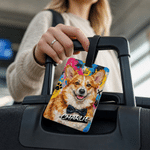 Personalized Pet Graffiti Oil Painting Style Photo Luggage Tag with Name Travel Accessory Birthday Gift for Pet Lovers Friends