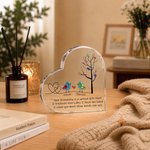 Personalised Sea Glass Birds Tree of Life Heart-Shaped Acrylic Plaque with Names Desk Decor Birthday Gift for Sisters Friends